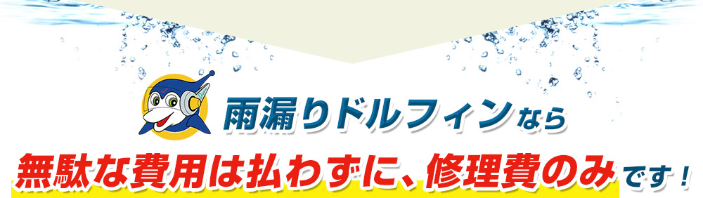 雨漏りドルフィンなら無駄な費用は払わずに、修理費のみです！